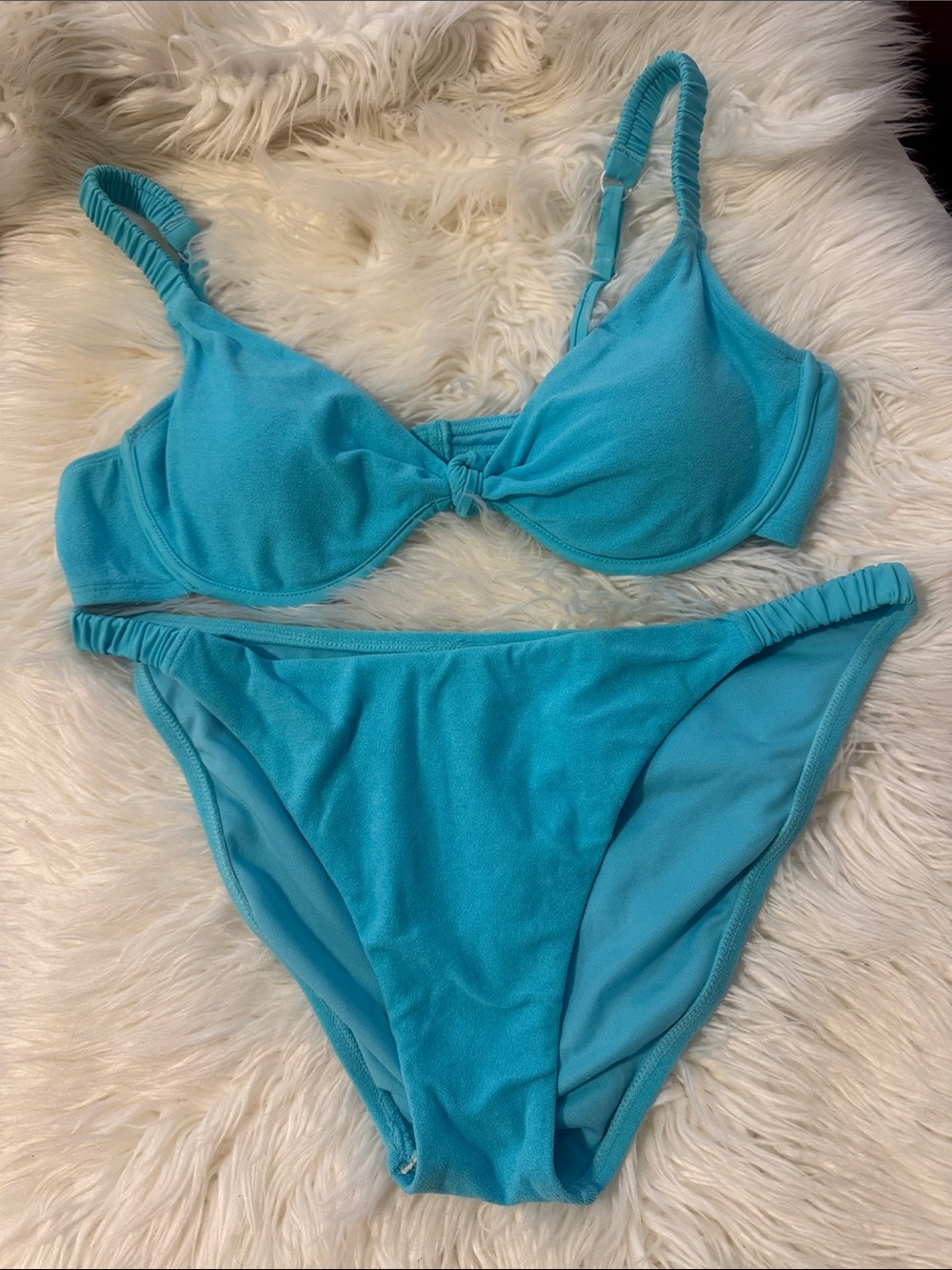 Sanctuary Turquoise Terry Cloth Two-Piece Underwire Bikini XL